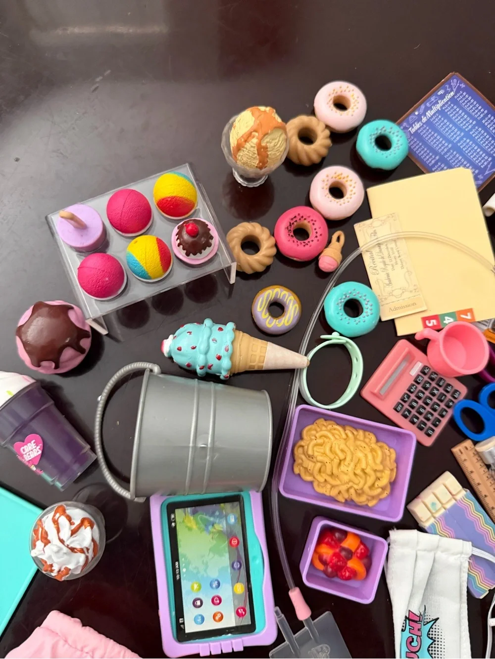 Our generation sets: food, doctor office, school, and some other accessories